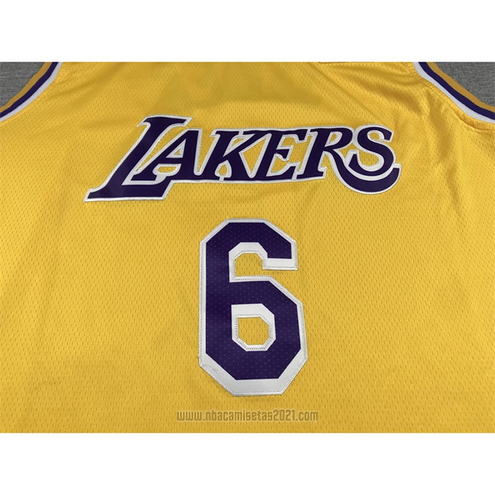 Camiseta Los Angeles Lakers LeBron James #6 Icon 2022-23 Amarillo